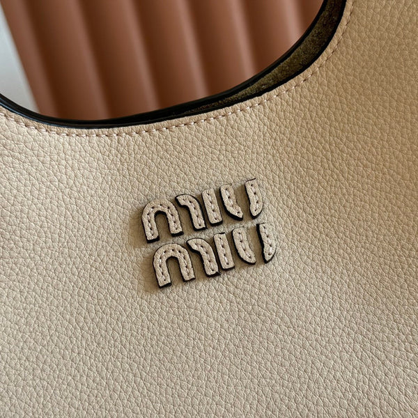 Miu 25ss Leather Bucket Bag 25.5 Muted Pink Grain Leather