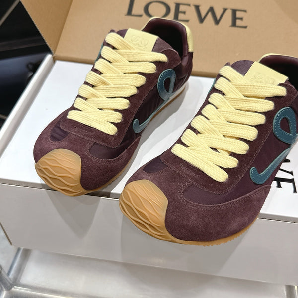 LOEW 26s Ballet Runner 2.0 Burgundy Yellow Suede Sheepskin 683932