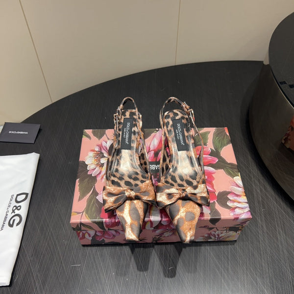 DC 25 Bow Slingback Pumps 35mm Leopard-Print Satin And Sheepskin 381618