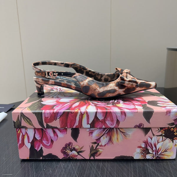 DC 25 Bow Slingback Pumps 35mm Leopard-Print Satin And Sheepskin 381618