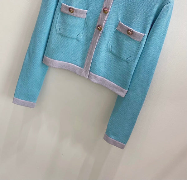 CC 26s Cropped Cardigan Lavender Pastel Blue Wool 423121