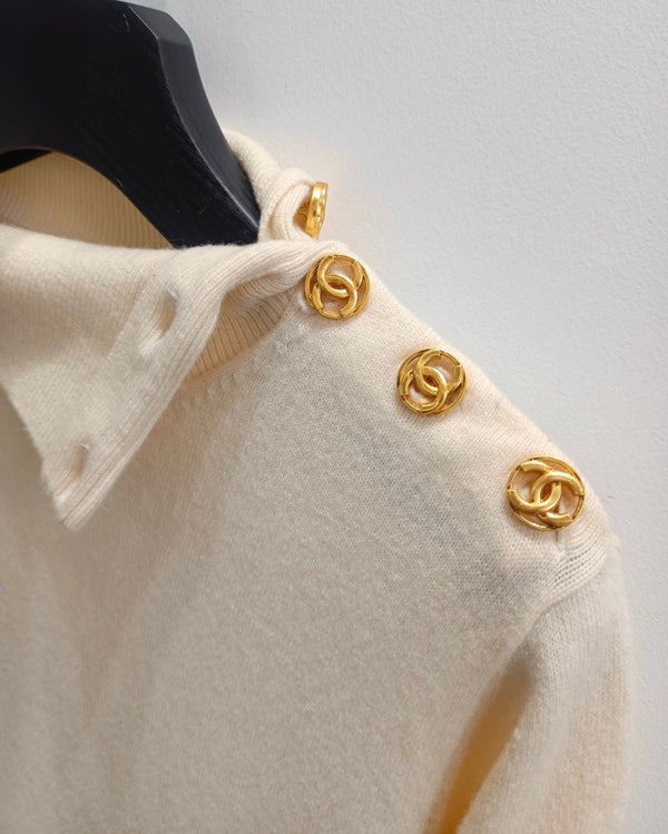 CC 26s Turtleneck Sweater With Shoulder Buttons Wool 423125