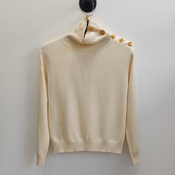 CC 26s Turtleneck Sweater With Shoulder Buttons Wool 423125