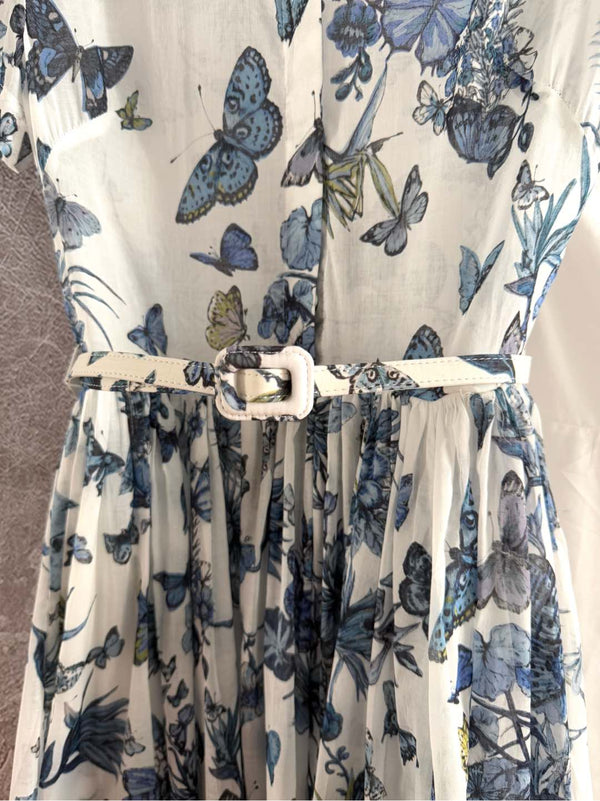 CD Butterfly Dress Blue White Cotton