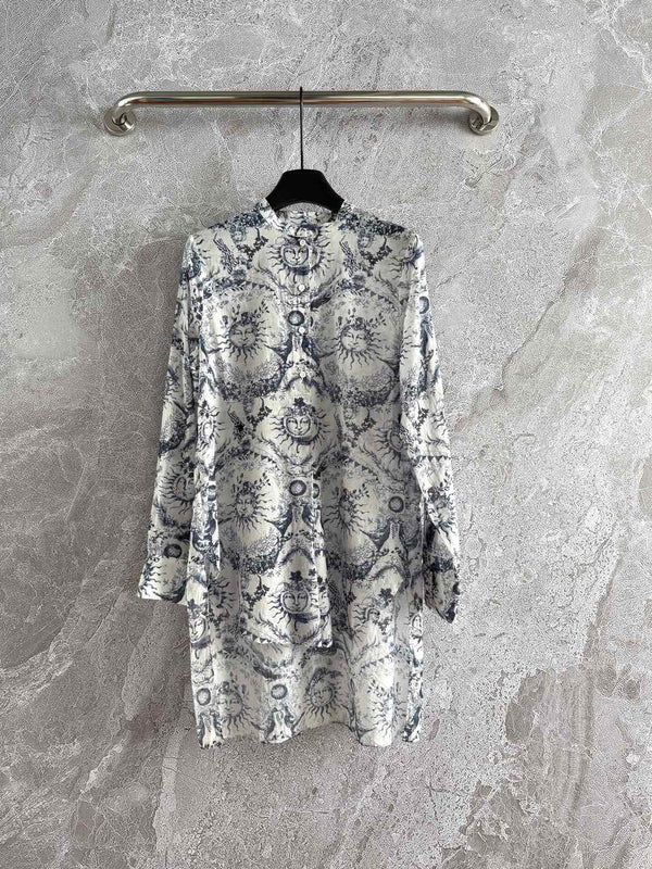 CD Sun God Shirt Beige Blue Cotton