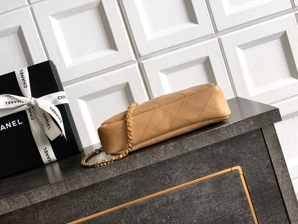 CC 26s Boho Mini Top Closure Bag Beige Lambskin