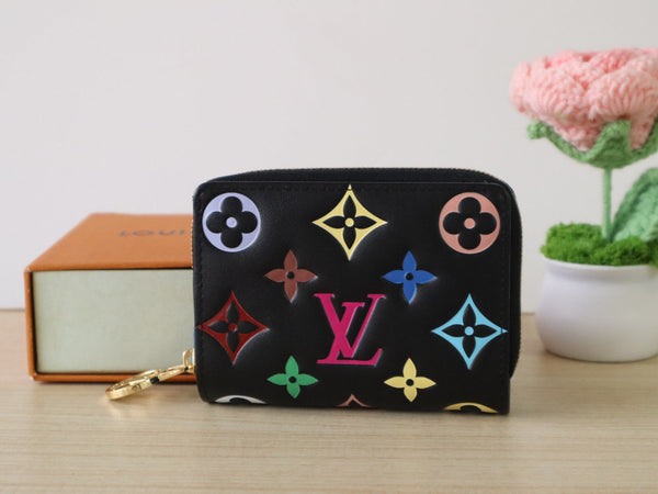 LV x TM Lou Wallet 11.5cm Multicolor Monogram Embossed Lambskin GHW