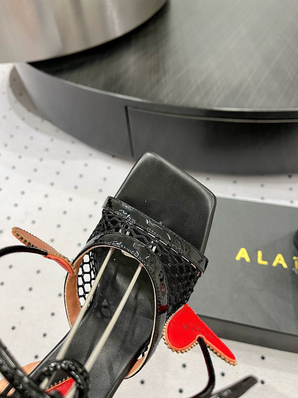 Alaila High Sandal 115mm In Black Mesh Fabric 954864