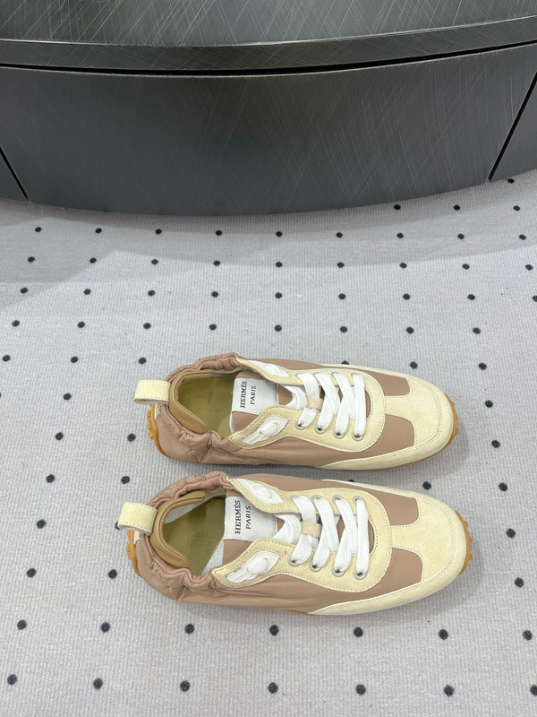 HM Sneaker 10mm In Light Brown Mix Beige Suede And Windbreaker Fabric 954746
