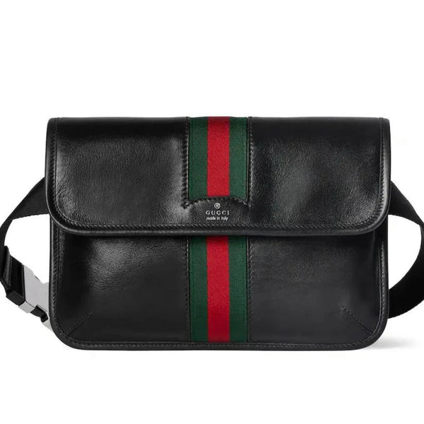 GG 2026 Web Trademark Bag 24cm Black Calfskin
