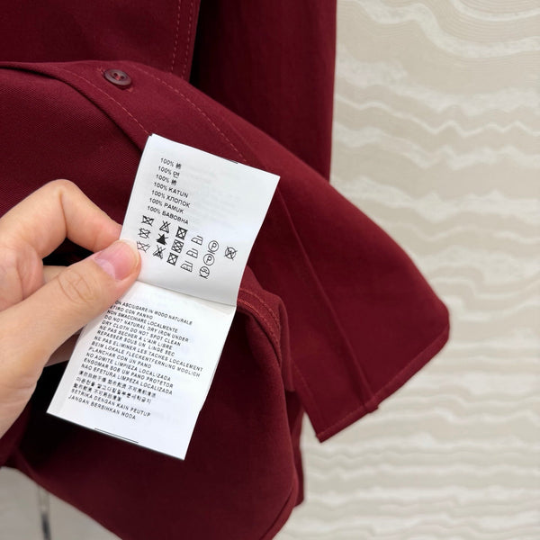 Miu SS26 Light Denim Shirt Amaranth Red Cotton 346164