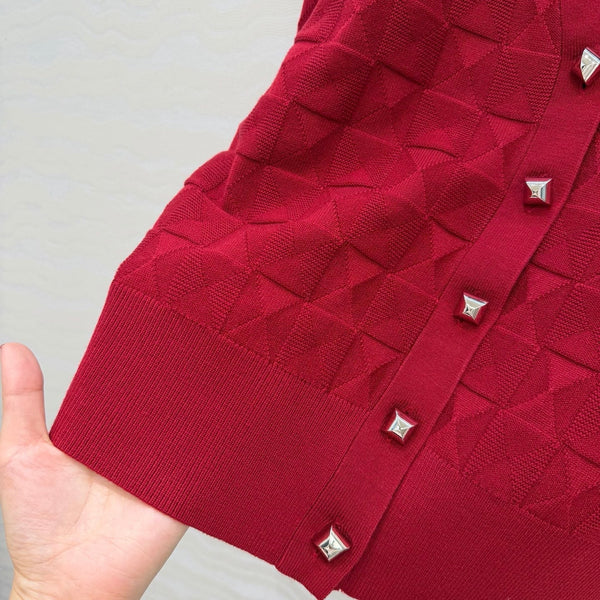 HM "Medor" Long-Sleeve Cardigan Red Wool