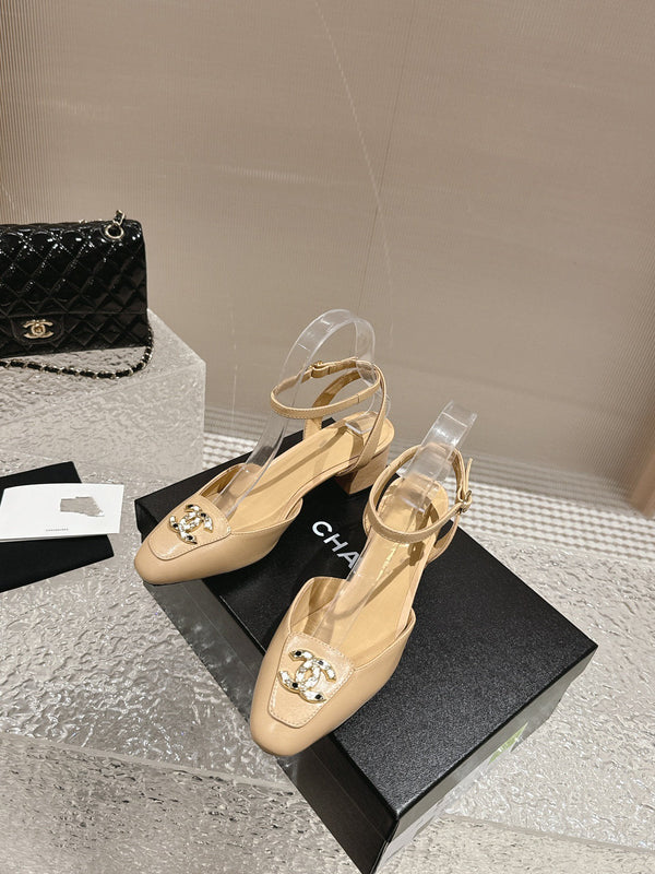 slingbacks 60 beige lambskin cc logo
