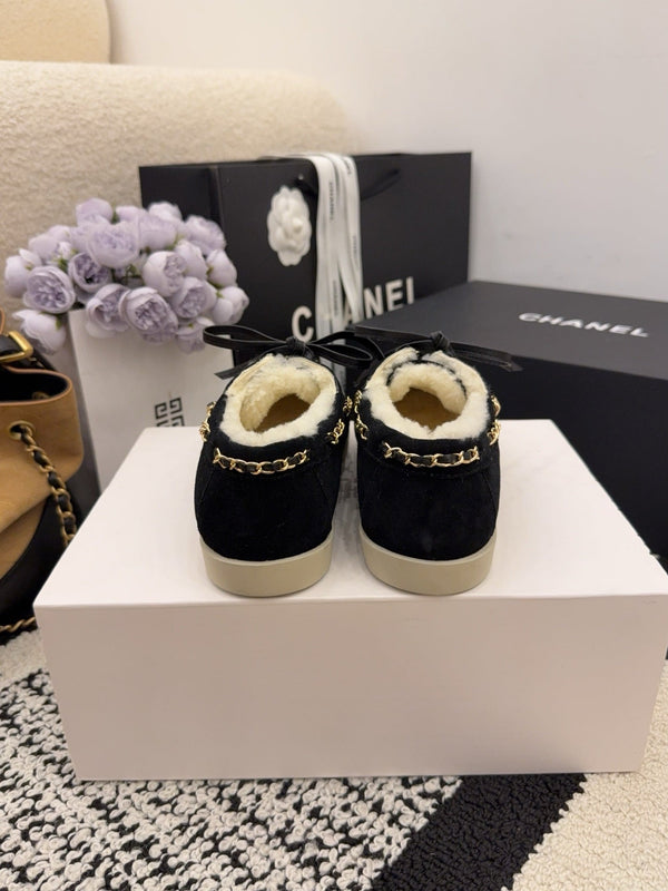 CC 26 Shearling Loafer Black White Suede Wool 588713
