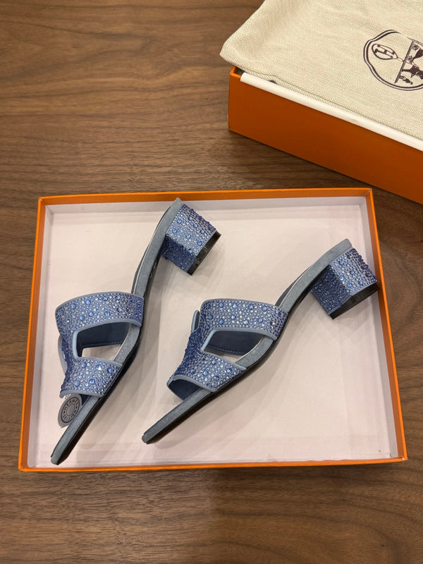HM 26s Oasis Sandal Dusty Blue Suede With Crystals
