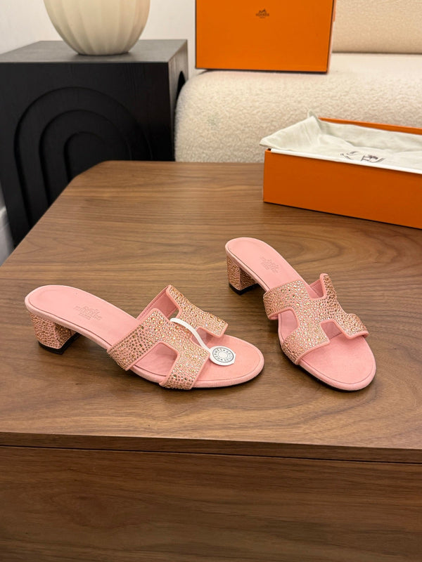 HM 26s Oasis Sandal Light Pink Suede With Crystals
