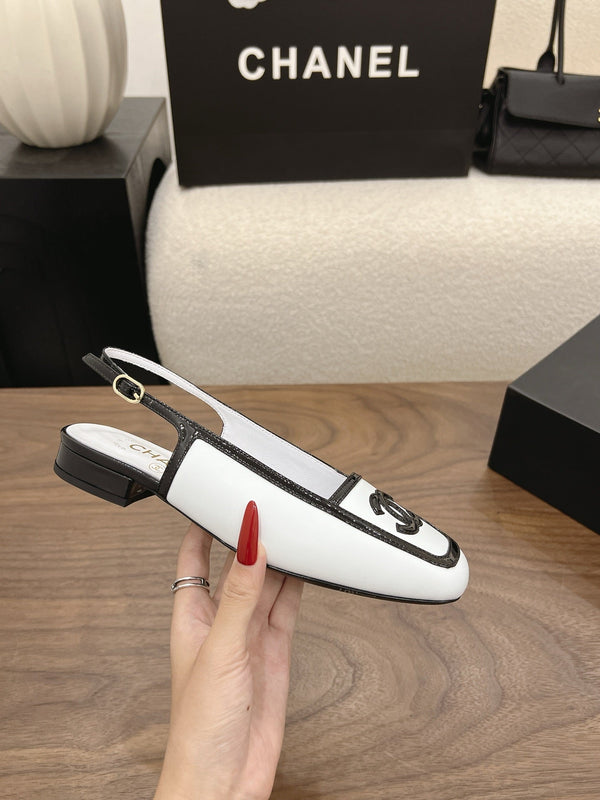 CC 26s Slingback Black White Lambskin Patent Leather 915317