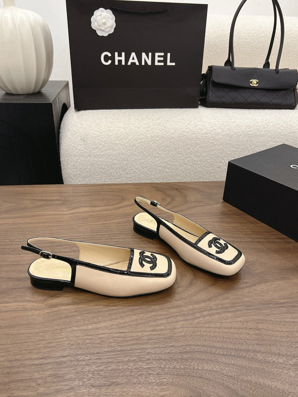 CC 26s Slingback Black Beige Lambskin Patent Leather 915318