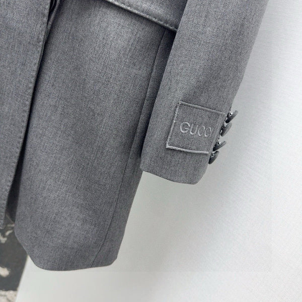 Gucci Suit Jacket Gray Polyester Fiber