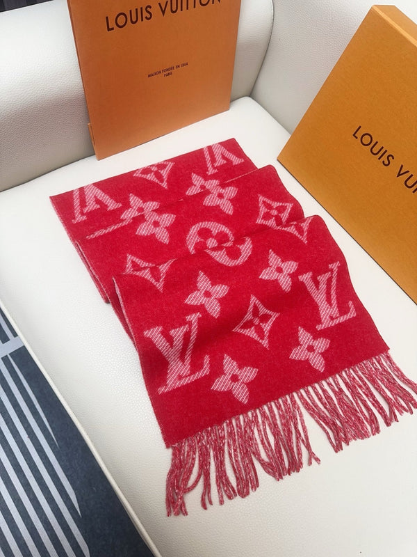 LV 25 Scarf 186CM Red Wool 293313