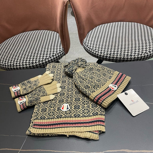 Moncler Hat Scarf Gloves Set Jacquard 481809