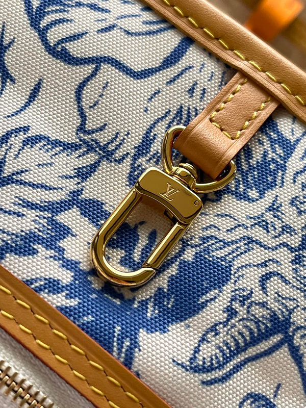 NEVERFULL MM 31 IN LAGOON BLUE MONOGRAM TILES CANVAS