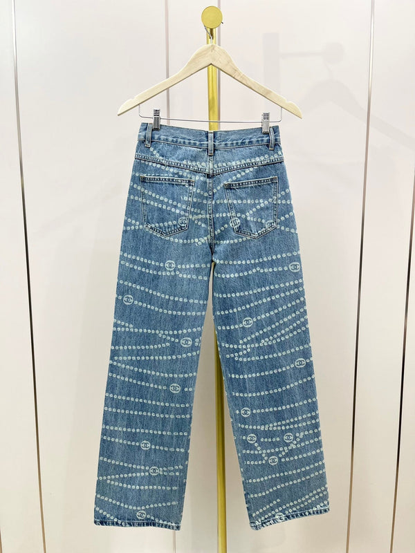 CC 25 Jean Printed Blue White Washed Denim
