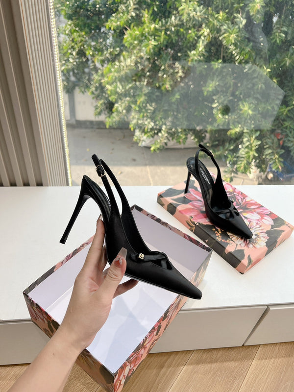 DC 25 Satin Slingbacks Black Cowhide & Sheepskin 962754