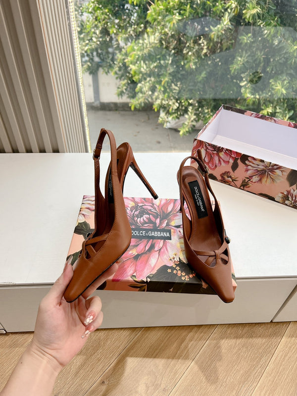DC 25 Satin Slingbacks Brown Cowhide & Sheepskin 962755