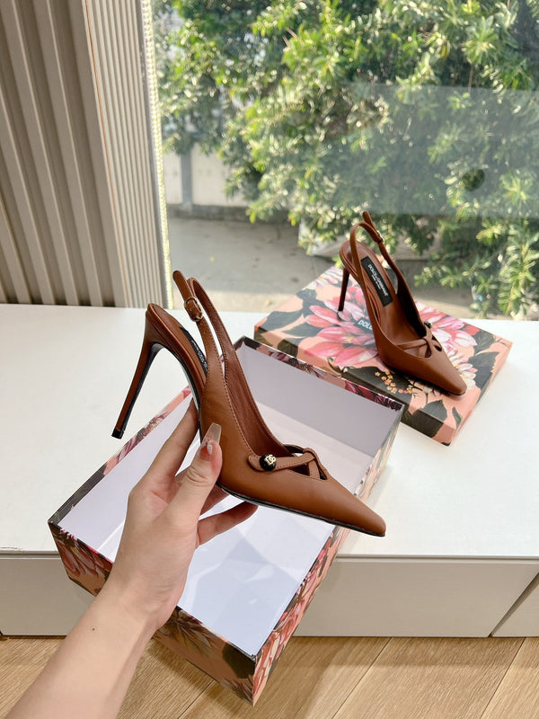 DC 25 Satin Slingbacks Brown Cowhide & Sheepskin 962755