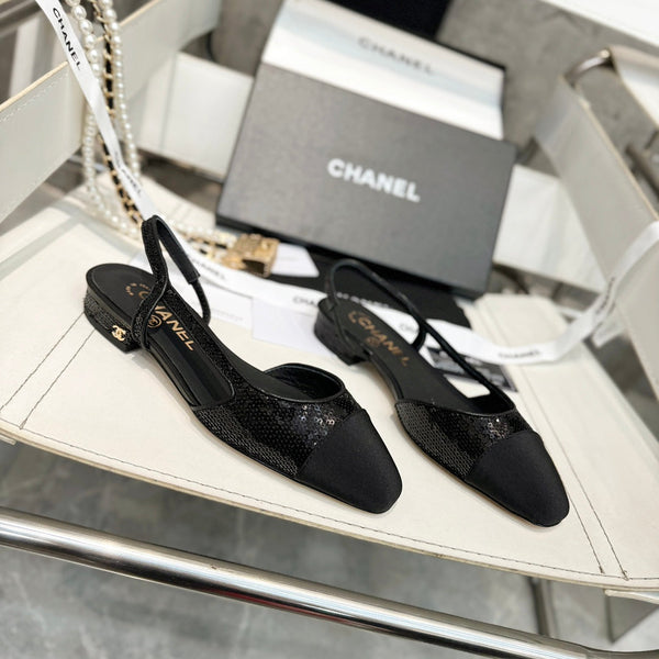 CC 26s Slingback Black Glittered Sheepskin 816194