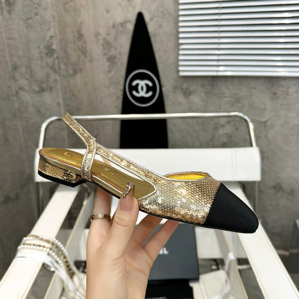 CC 26s Slingback Gold Glittered Sheepskin 816195