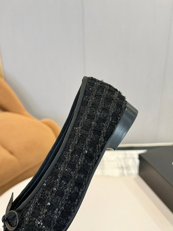 cc 25c ballet flat black tweed black grosgrain 233624