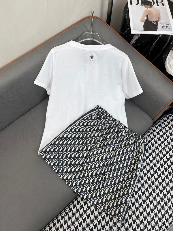 Dior 25C Embroidered T-shirt mix Skirt Dior Monagram 228675