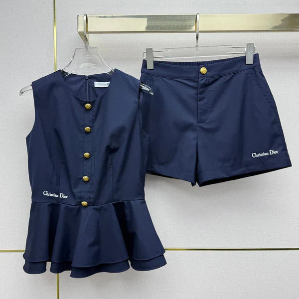 CD 2026 Sleeveless Top + Shorts Set Polyester 400190