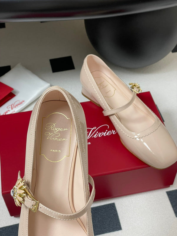 Viv 25 Mary Jane 2.5cm Beige Patent Calf Leather 247889