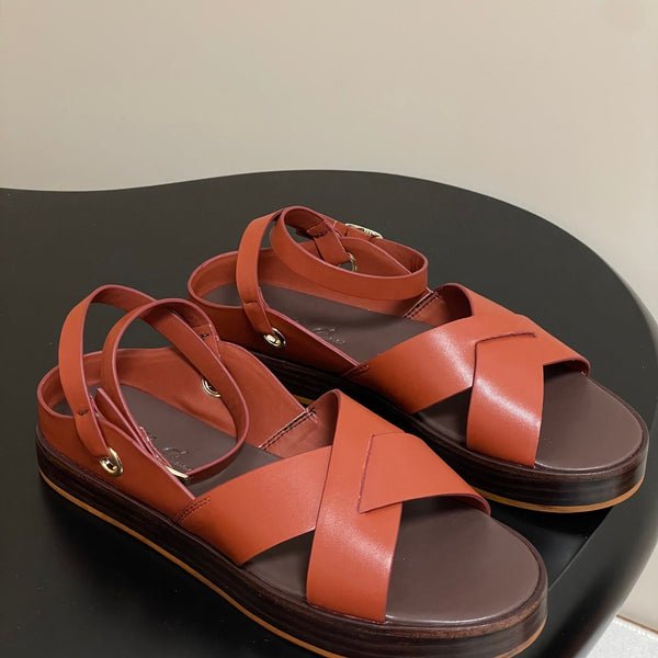 LP Sandal Orange Brown Cowhide 312169