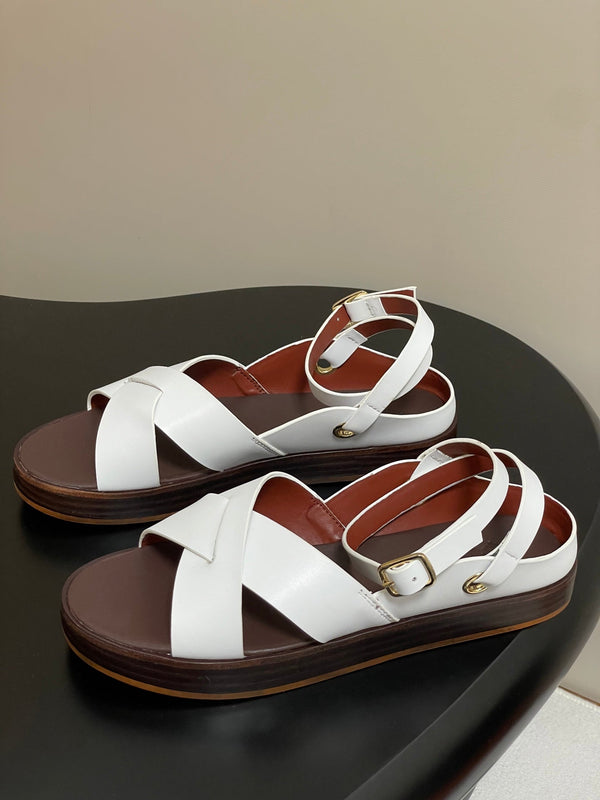 LP Sandal White Brown Cowhide 312171