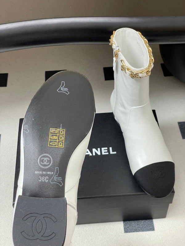 CC 25B Chain Short Boot 25mm Black White Denim Cowhide 423153