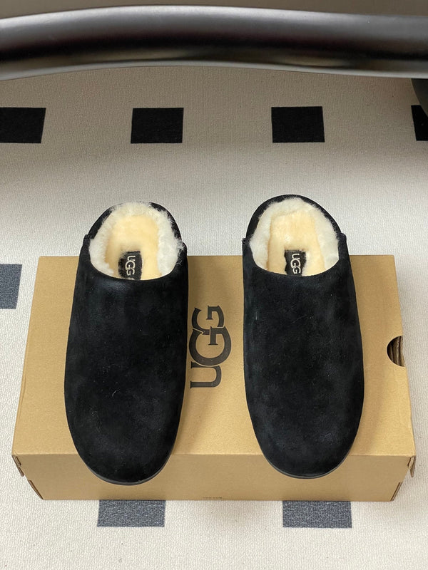 UGG Elea Slip-On Sandals Black Wool Suede 525949