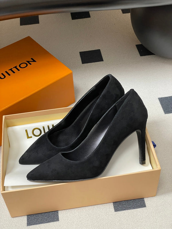 LV GALA High Heels Flats Series 85mm Black Suede 534540