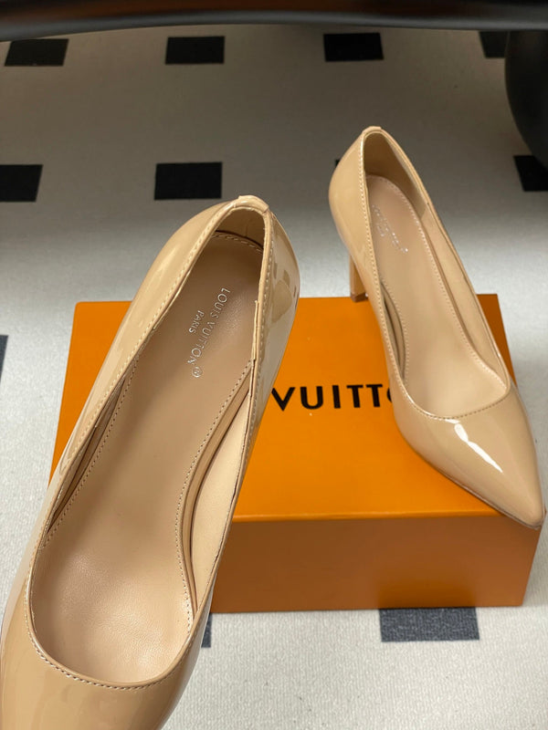 LV GALA High Heels Series Shoes 85mm  Patent Leather Beige534541