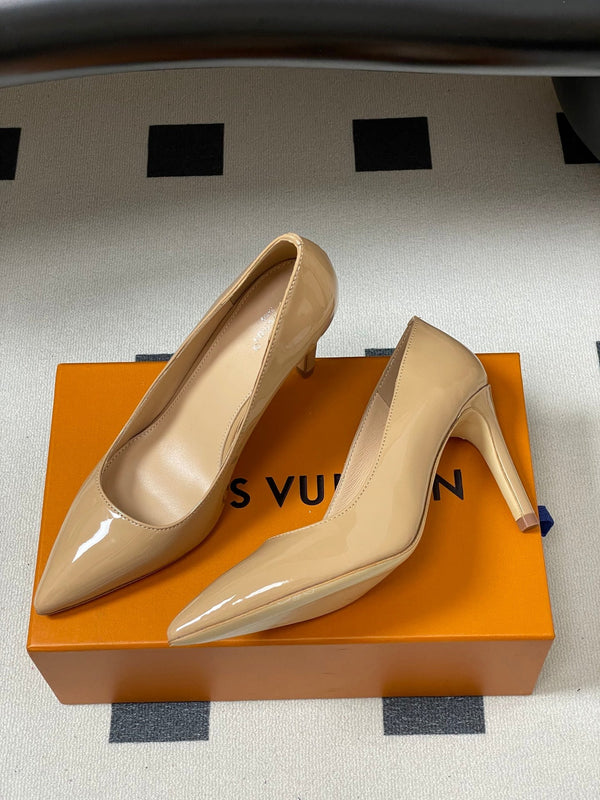 LV GALA High Heels Series Shoes 85mm  Patent Leather Beige534541