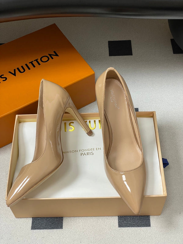 LV GALA High Heels Series Shoes 85mm  Patent Leather Beige534541