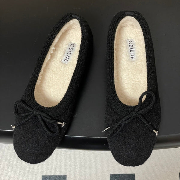 CL 26s Ballet Flats In Black Wool With Bow Style 1