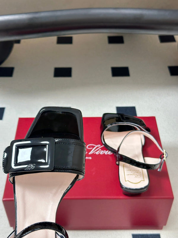 RV Belle Vivier Sandals Black Patent Leather 835129