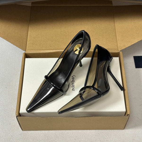 YSL Brigitte Pumps 10.5cm Black TPU Leather 932287