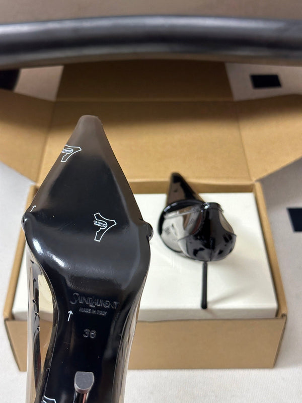 YSL Brigitte Pumps 10.5cm Black TPU Leather 932287