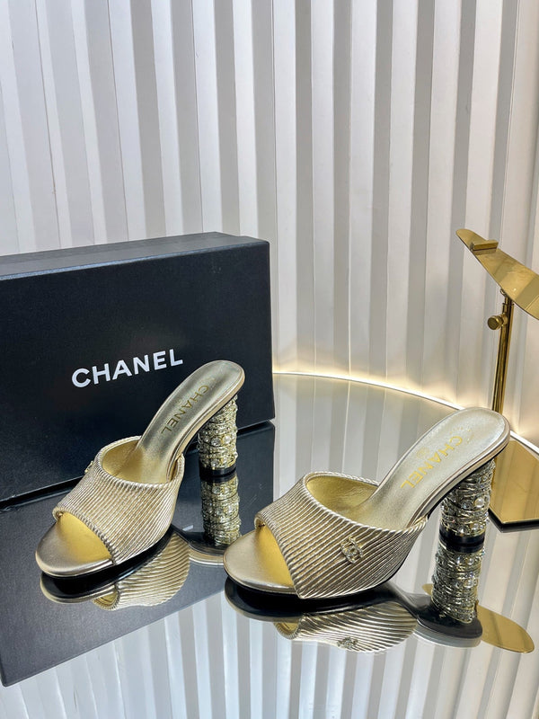 CC 26P Mule Sandals 8cm Gold Leather 767855