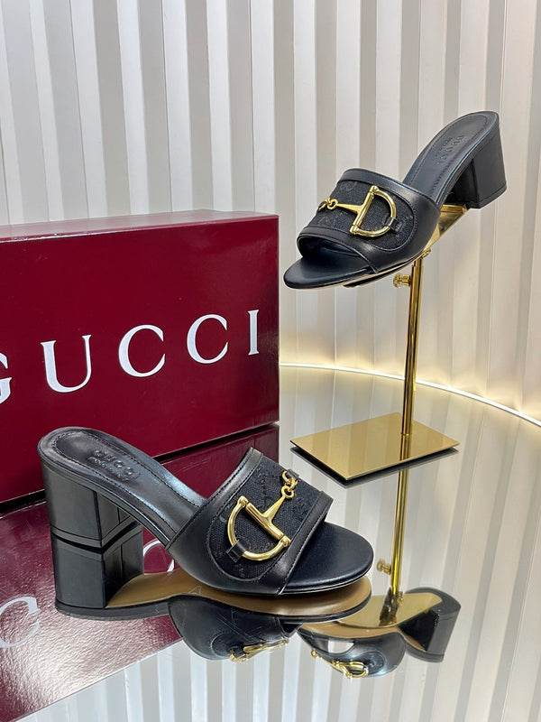 GC 25 Horsebit GG 50mm Sandals Black Canvas 294680